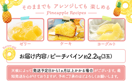 2026年 先行予約 ピーチパイン 約 2.2kg (3玉) ★西表島ふる～つらんど★不動の人気No.1 甘熟 果物 フルーツ パイン