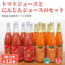 【ふるさと納税】トマトジュースとにんじんジュースセット(計12本/2種×6本) 鳥取県 日南町 トマトジュース にんじんジュース 音楽熟成 完熟 トマト にんじん 濃厚 甘い フレッシュ 無加水 食塩不使用 減農薬 減化学肥料 【T-BF7】【大山ブランド会】