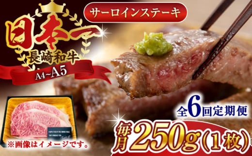 【全6回定期便】【A4～A5】長崎和牛サーロインステーキ　250g（250g×1枚）【株式会社 MEAT PLUS】 [QBS070]