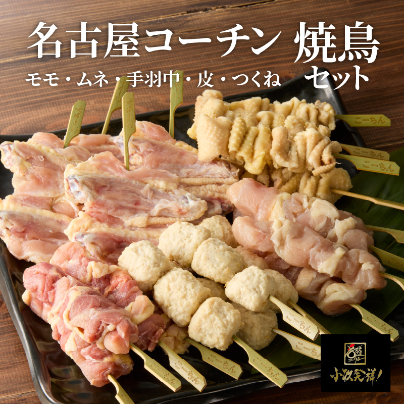名古屋コーチン焼鳥　5種20本セット（もも・むね・手羽中・皮・つくね）