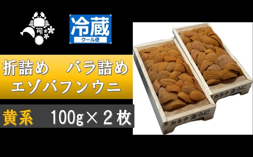 F-88001 【12月8日決済分まで年内配送】 折詰めエゾバフンウニバラ詰め(黄系)約100g×2折