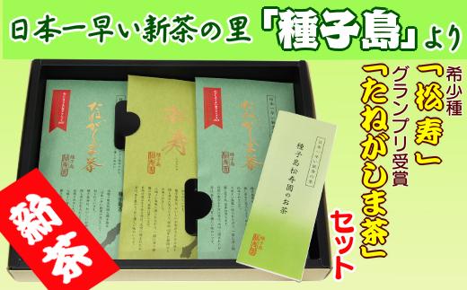 希少種 「松寿」 と 「 たねがしま茶 」 セット    NFN034 【425pt】// 伝統百年の茶園 厳選 ブレンド 希少種 グランプリ受賞 新茶 ギフト