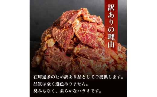 訳あり 牛 ハラミ 秘伝のタレ 味付け 600g ( 300g × 2パック ) 牛肉 はらみ ワケアリ 焼肉 焼き 肉 ワケアリ やわらか 臭みなし バーベキュー BBQ マルキョー 醤油 米 ご飯