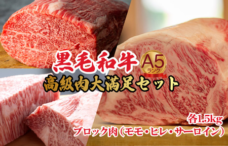 黒毛和牛 A5 ブロック肉 食べ比べセット 4.5kg モモ・ヒレ・サーロイン