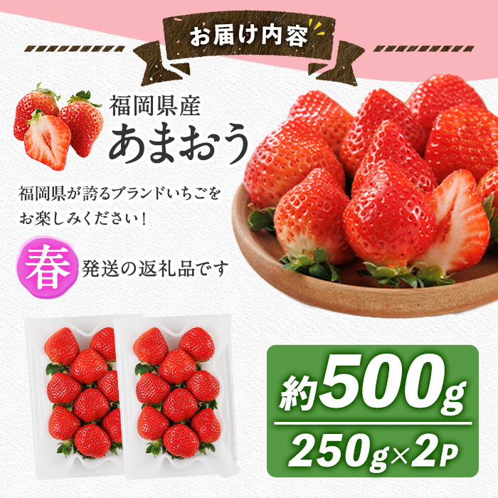 ＜先行予約受付中！2026年2月上旬以降順次発送予定＞博多 あまおう《春》 (計500g・250g～270g×2パック) いちご イチゴ 苺 ストロベリー 果物 フルーツ おやつ デザート 冷蔵 アマ