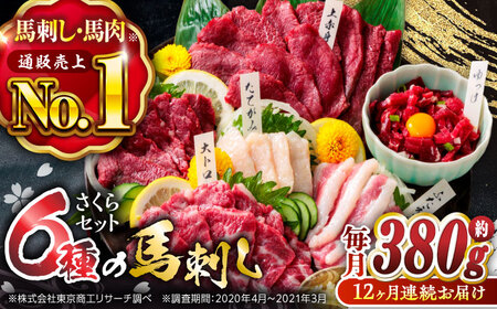12回定期便ご家族で楽しめるさくらセット馬刺し計約380g 馬刺し食べ比べZBK015