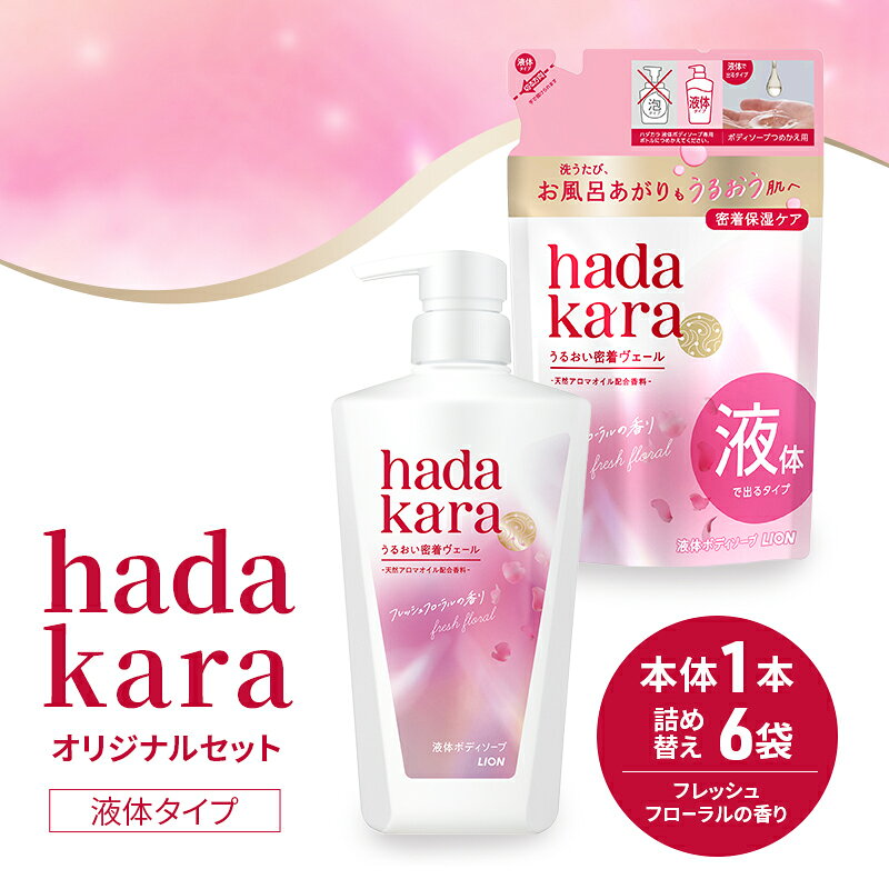 【ふるさと納税】ボディソープ hadakara 液体タイプ 本体 480ml×1本 詰め替え 360ml×6袋 ハダカラ モイストケア ボディーソープ フレッシュフローラルの香り 日用品 消耗品 バス用品 大容量 いい 匂い ボディ 保湿 LION ライオン 液体石鹸 石鹸 兵庫 兵庫県 小野市