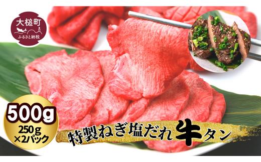 特製ねぎ塩だれ『牛タン』500g (250g×2パック) 小分け｜味付き 焼き 肉 冷凍 便利 使い切りサイズ 岩手 いわて iwate 岩手県大槌町