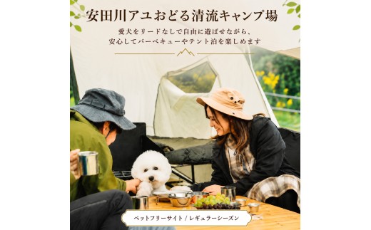 安田川アユおどる清流キャンプ場 ペットフリーサイト レギュラーシーズン 犬 ペット同伴 同伴 一緒 ワンちゃんと テント 宿泊 1泊 キャンプ 安田川 釣り 遊具 川遊び バーベキュー 鮎 アユ BBQ 避暑 静か 川のせせらぎ 安田川 清流  高知県 安田町 YC0005_26