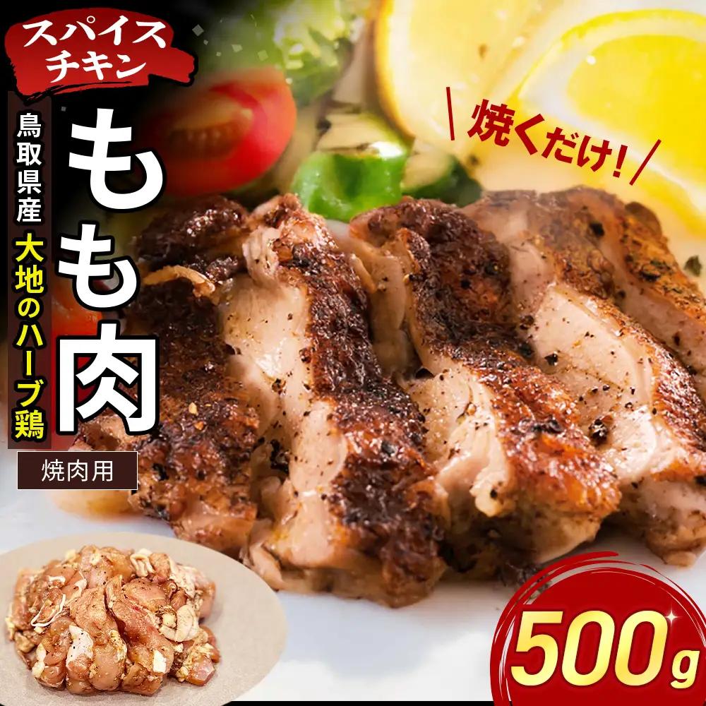 【鳥取県産 大地のハーブ鶏】 スパイスチキン 焼肉 500g KC235 もも肉 鶏肉 チキン