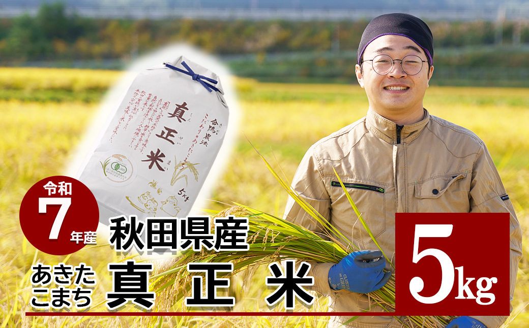 【令和7年産先行受付】有機JAS認証米あきたこまち「真正米」 5kg×1袋 90P9034