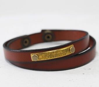 【格言メッセージがかっこいい レザーブレスレット】イタリアンレース 牛革 レザーカラー：茶 WL003 茶 ブレスレット