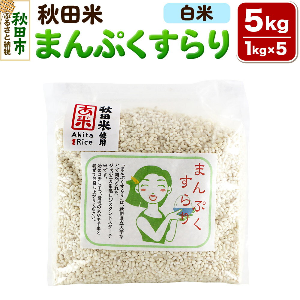 【ふるさと納税】米 まんぷくすらり【白米】1kg×5個 計5kg 秋田米 レシピ付
