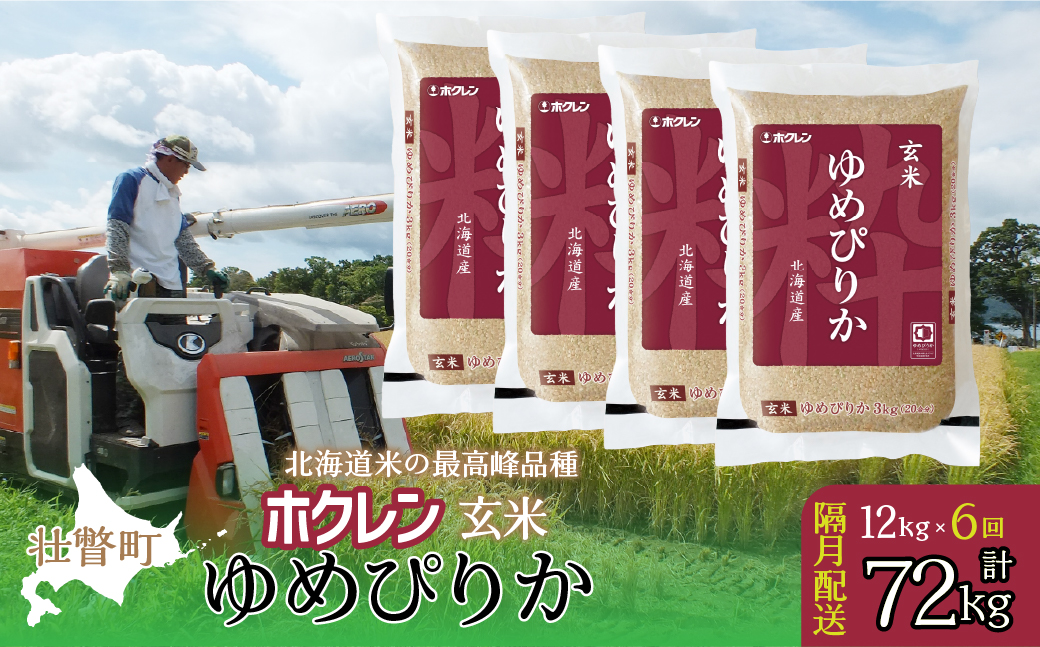 【新米】【令和7年産米】【隔月6回配送】 (玄米12kg）ホクレンゆめぴりか（3kg×4袋） SBTD179