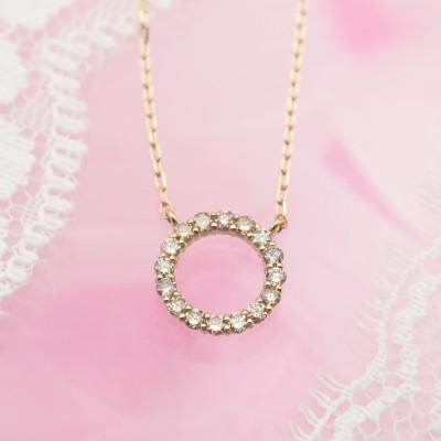 ふるさと納税 山梨県 K18 0.2ctダイヤモンド　サークルペンダントネックレス　HH019119