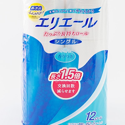 エリエール トイレットペーパー 長持ち 82.5m シングル 12R×6パック(72個)【配送不可地域：離島・北海道・沖縄県】