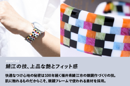＜付け替え用バングルのみ＞鯖江発！眼鏡職人が作った新感覚の腕時計 バングルウォッチ40（バングルのみ）モザイクカラー