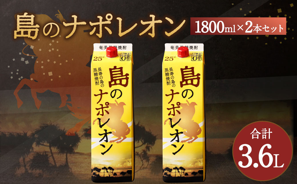 
【鹿児島県天城町】 本格黒糖焼酎 島のナポレオン 1800ml×2本セット 合計3.6L ( 紙パック ) 黒糖 焼酎 A-35-N
