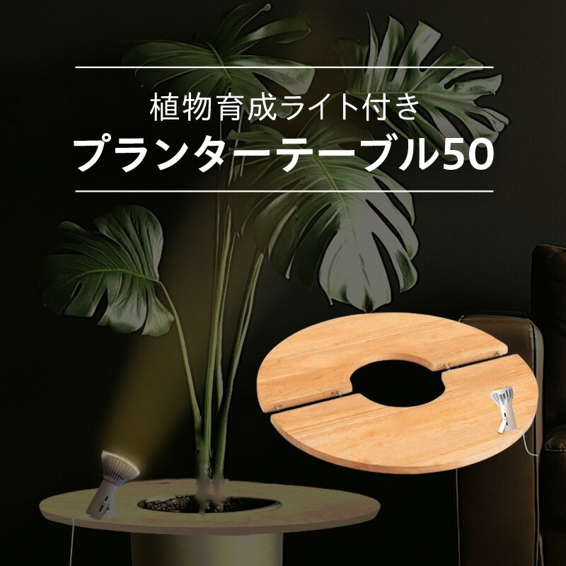 【ふるさと納税】植物育成 ライト付 プランターテーブル 50 ライト 国産素材使用 直径60cm センター穴 観葉植物 プランターに乗せるだけ ミニテーブル 光合成促進 インテリア ライトアップ 株式会社エッジニティ 泉佐野市 送料無料