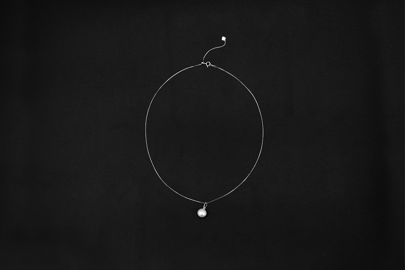 【プラチナ】9mm 白蝶真珠一粒チェーンネックレス/PTP1226