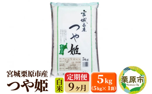 《定期便9ヶ月》【令和6年産・白米】宮城県栗原産 つや姫 毎月5kg (5kg×1袋)×9ヶ月