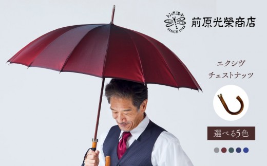 【トンボ洋傘前原光榮商店】メンズ「エクシヴ」手元：チェストナッツ（名入れ可） | 傘 メンズ 雨傘 長傘 紳士 男性用 シンプル おしゃれ フォーマル カジュアル