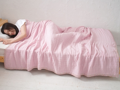 8重ガーゼケット (ピンク×花柄) シングルサイズ・毛布の町泉大津市産 ｜ 寝具 寝具 寝具 寝具 寝具