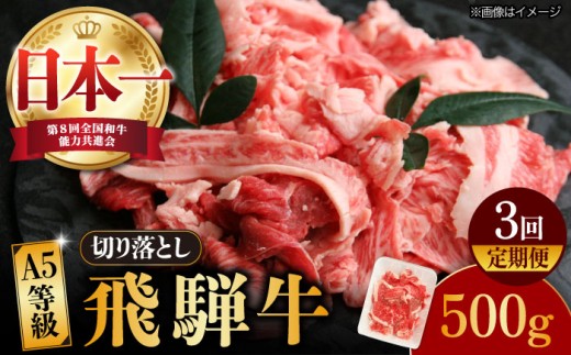 【3回定期便】【飛騨牛】A5等級 切り落とし 500g × 3回 (計1.5kg) 和牛 ブランド牛 国産 牛肉 多治見市 / 渡辺精肉店 [TAZ012]