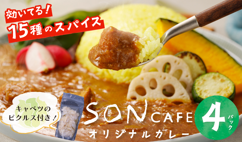 G1462 【年内発送】 【スピード発送】15種スパイスを使用したSONカフェ特製カレー 200g×4P＆キャベツのピクルス×1P いずみピクルス NSW