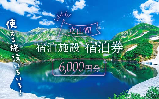 立山町 宿泊施設 宿泊券 6,000円分 (寄附額 20,000円) 宿泊チケット 宿泊 宿 山小屋 山荘 旅 旅行 観光 レジャー チケット 登山 トレッキング アルペンルート 山岳観光 立山観光 立山黒部観光 F6T-431