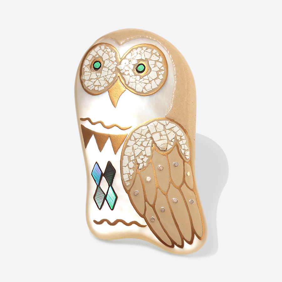＜Classic Ko＞Owl White brooch