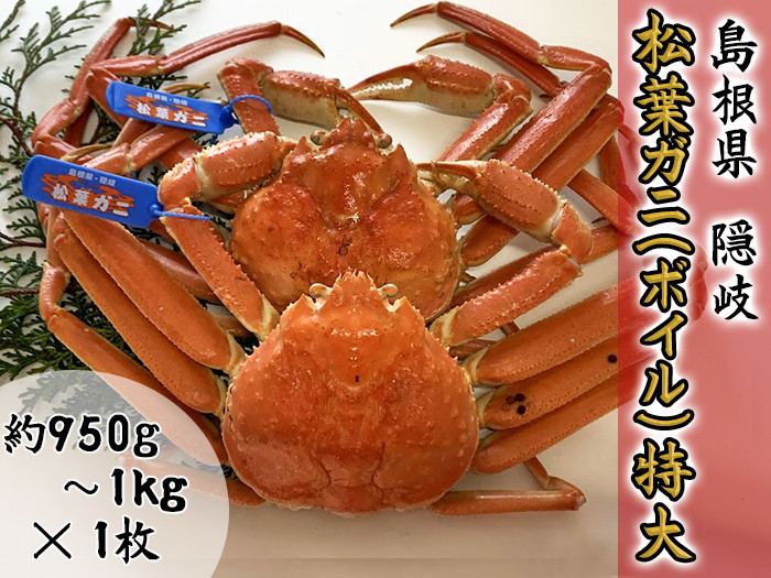 
            2704　【木村鮮魚店提供】　隠岐松葉ガニ特番サイズ（ボイル）　１枚
          