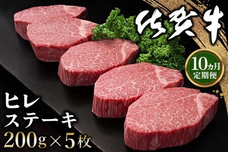 【10カ月定期便】佐賀牛 ヒレステーキ 200g×5枚(計50枚)【佐賀牛 ヒレステーキ フィレステーキ ヒレ肉 フィレ やわらか 上質 サシ 美味しい クリスマス パーティー イベント お祝い ブランド肉 定期便 10か月定期】 S-F030344