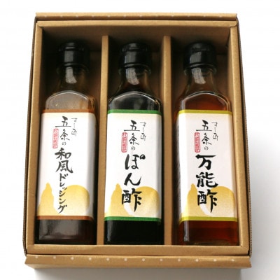 枕崎【すし匠　五条】調味料200ml×3本セット(万能酢、ぽん酢、和風ドレッシング) A3-343【1518916】