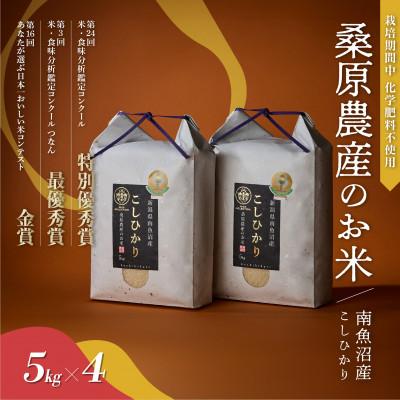 ふるさと納税 南魚沼市 R7年産　予約 最優秀賞受賞【8割減農薬米】南魚沼産コシヒカリ5kg×4　桑原農産のお米