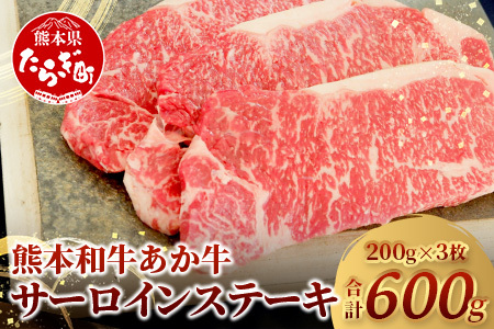 【 年内お届け 】熊本県産 あか牛 【 サーロイン ステーキ 200g×3枚 計600g 】※12/19-27発送※ 本場 熊本 あか牛 牛肉 サーロイン ステーキ 和牛 肉 赤身 赤牛 年内発送 年内配送 年末年始 046-0659-R712