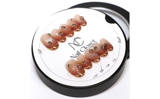 ネイルチップ　ショート【飴色の華】Lサイズ　Antellijan大宮ネイルサロンのハンドメイド　S1-L　【11100-2105】