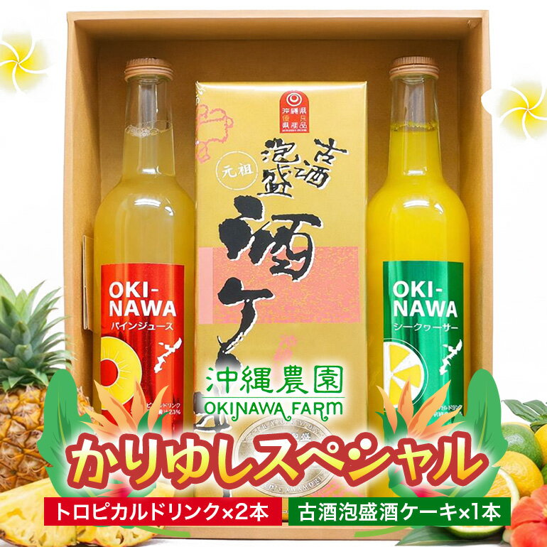 【ふるさと納税】かりゆしスペシャル ジュース & ケーキ セット ( 果汁 ジュース500ml × 2本 & 酒 ケーキ1本 )