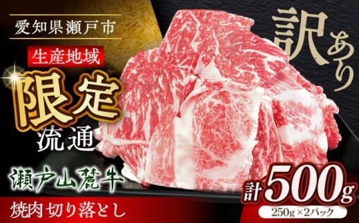 【訳あり】【3月発送】瀬戸山麓牛焼肉用切落し500g（250g×2P）/ 牛肉 お肉 国産 冷凍 / 瀬戸市 / 関屋精肉店 [BBBQ047-3]