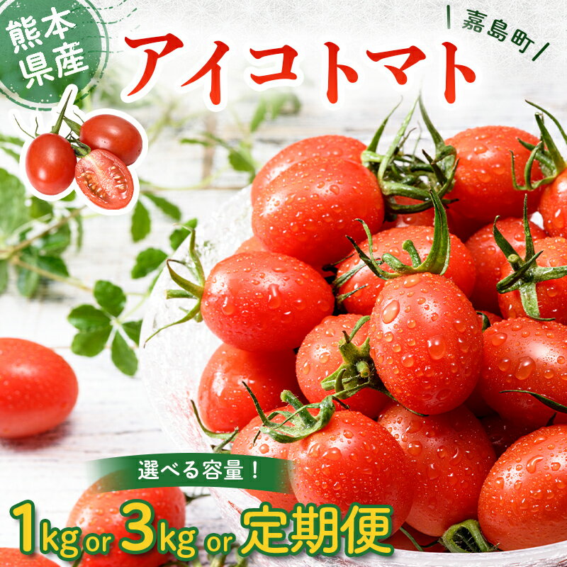 【ふるさと納税】 嘉島町産アイコトマト 容量と回数が選べる 1kg or 3kg もぎたて 産地直送 産直 有機肥料 甘い フルーティー ミニトマト プチトマト リコピン 新鮮 フレッシュ サラダ 朝食 野菜 食品 FKK19-748var