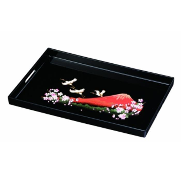 長手盆 PC 45cm 一富士二鶴三桜【YG421】　CC96