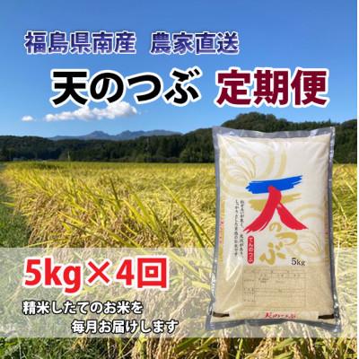 ふるさと納税 西郷村 【毎月定期便】天のつぶ　精米5kg×4ヵ月計20kg全4回