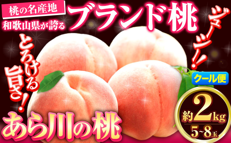 【先行予約】桃 もも あら川の桃 和歌山県産 紀州 の名産 旬の桃厳選 約2kg 5-8玉入り 《2025年6月中旬-8月中旬頃出荷》 果物 フルーツ 和歌山 もも肉厚ジューシー あかつき 紀の川 あらかわ 白鳳 日川白鳳 八旗白鳳 清水白桃 川中島白桃 つきあかり 肉厚ジューシー(F)