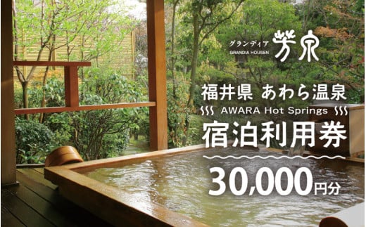 あわら温泉 宿泊利用券 30,000円分 ／ 宿泊券 旅館 チケット 観光 旅行 源泉 大浴場 露天風呂 福井県 あわら市 カニ 蟹 観光地 旅行券 国内旅行 旅行券 宿泊券 ゴルフ 国内 [aw01