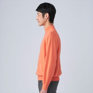 日本製 カシミヤ100% ハイネック オレンジ Mサイズ [2662]