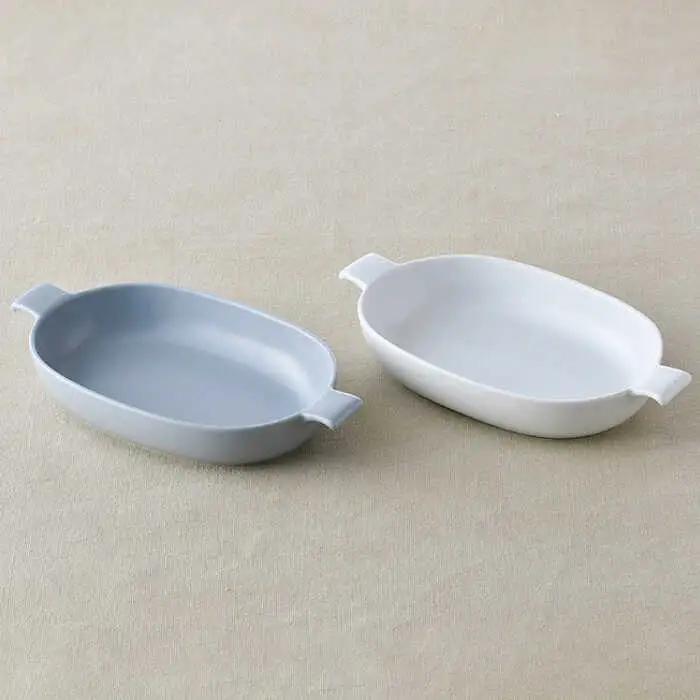 【波佐見焼】オーブンウェア グラタン皿 ホワイト・グレー ペアセット 食器 皿 【光春窯】 [XD60] 波佐見焼