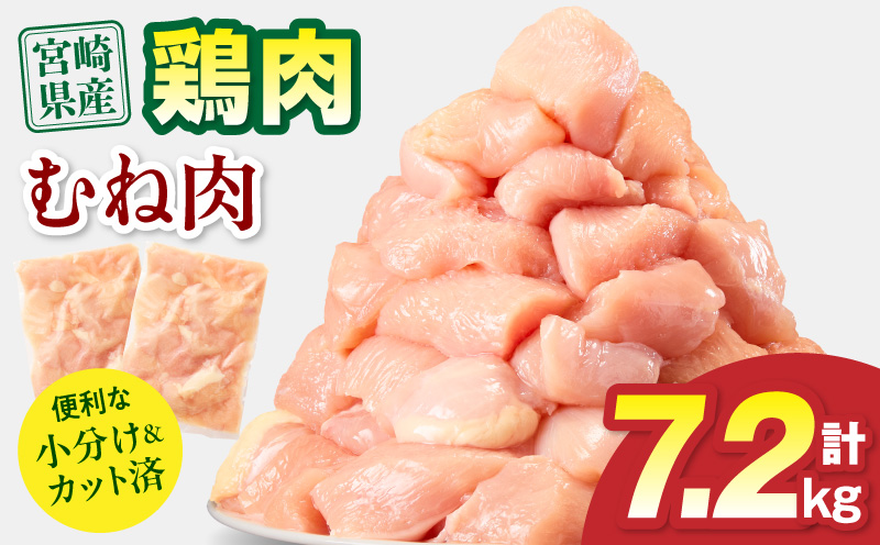 宮崎県産 鶏むね肉 計7.2kg(300g×24パック) 国産 鶏肉 むね肉 むね 肉 カット カット済み 小分け 冷凍 パック 料理 おかず 300g_M179-033-03