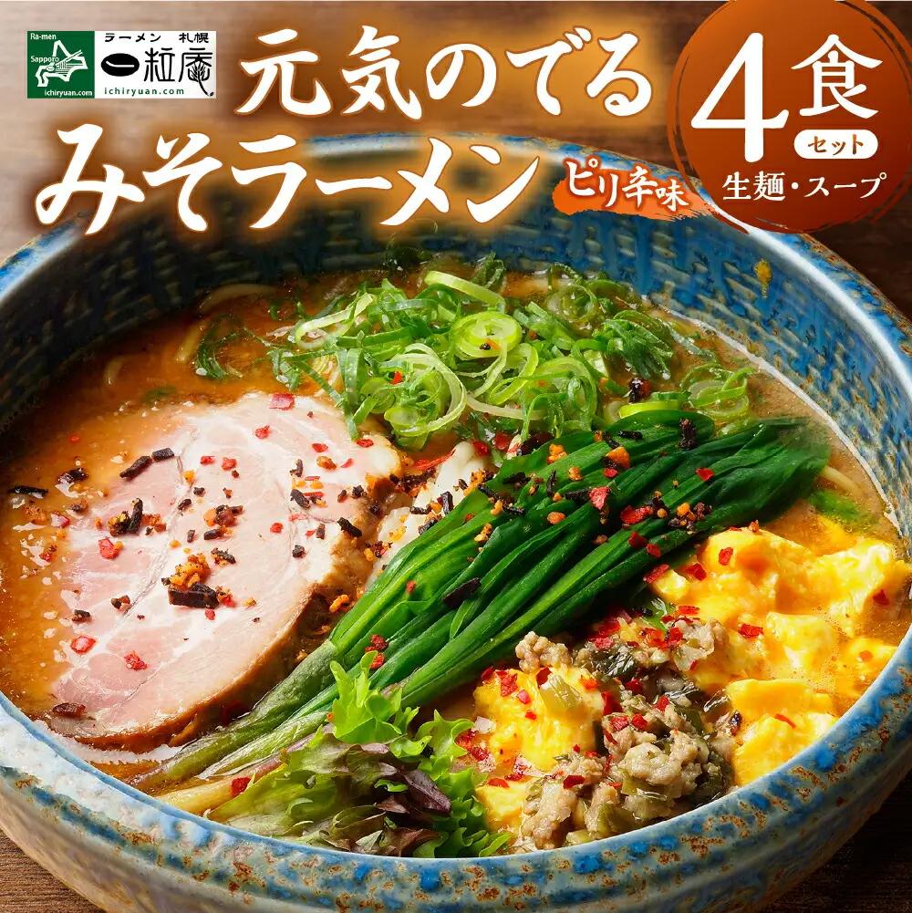 札幌一粒庵【生麺／４食エコ包装】元気のでるみそラーメン 行列店 ラーメン