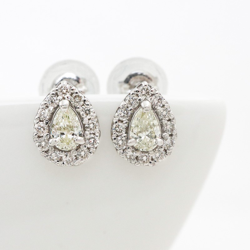 甲府市発 プラチナ ダイヤモンド ピアス 0.4ct ペアシェイプ [PS-0641-2PT]