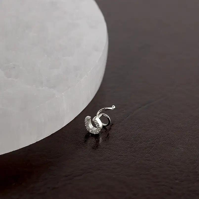 プラチナ ピアス 片耳 レディース 馬蹄 ダイヤモンド pt900 つけっぱなし 金属アレルギー 対応 簡単装着 キャッチのいらないピアス キャッチナッシャー ホースシュー 250612201dpu 
